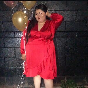 Plus-size Red silk dress from LOFT